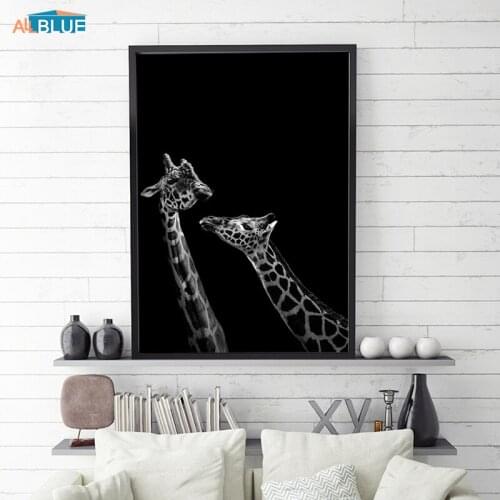Black And White Animal Poster Nordic Wall Art Canvas Prints Giraffe Paintings For Living Room Wall Decorative Pictures Abstract