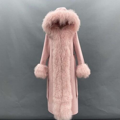 New Womens Wool Hoodie High Quality Beach Wool Coat Double Faced Wool Coat