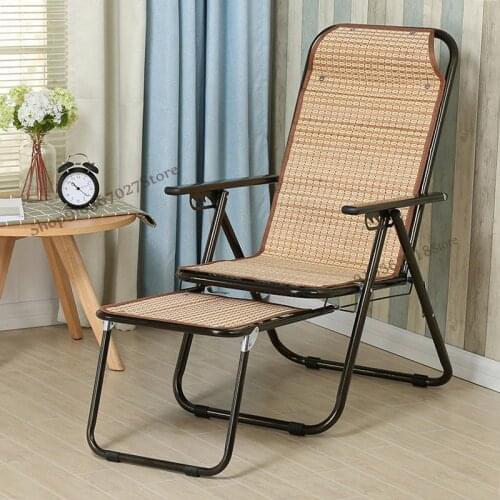 Office folding recliner for lunch break and siesta balcony folding reclining chair adult summer sun lounger bamboo recliner