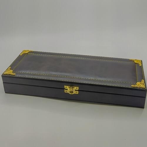 Ozer Box Hinged Leather Plated Ultra Wide Stylish Prayer Beads and Bracelets Box Brown