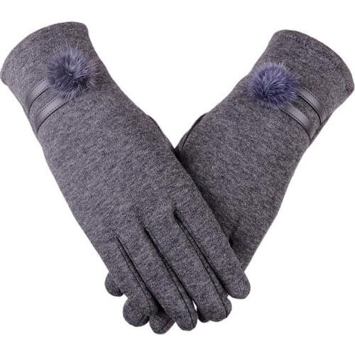 New Fall/winter Womens Gloves Without Down Cashmere Touch Screen Outdoor Riding Mink Fur Ball Warm Gloves