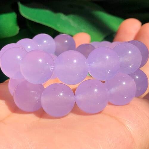 Natural Stone Violet Purple Chalcedony Jades Beads Mineral Loose Spacer Beads For Jewelry Making DIY Bracelet Necklace 4-12mm