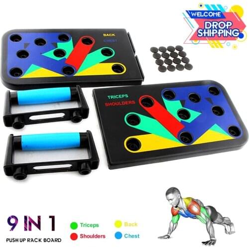 Foldable 9 In 1 Push Up Rack Board Men Women Comprehensive Fitness Exercise Body Building Training Gym Equipment Dorpshipping