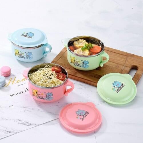 Food Warming Plate Injection Hot Water Insulation Cup Children Eating Dishes Stainless Steel Tableware Baby Animals Feeding Bowl