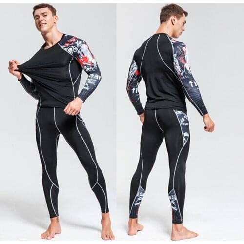 Warm Mens T-Shirt MMA Rashguard Training T-Shirt Long Sleeve Breathable And Quick-Drying Fitness Gym Fitness Top Tights Men