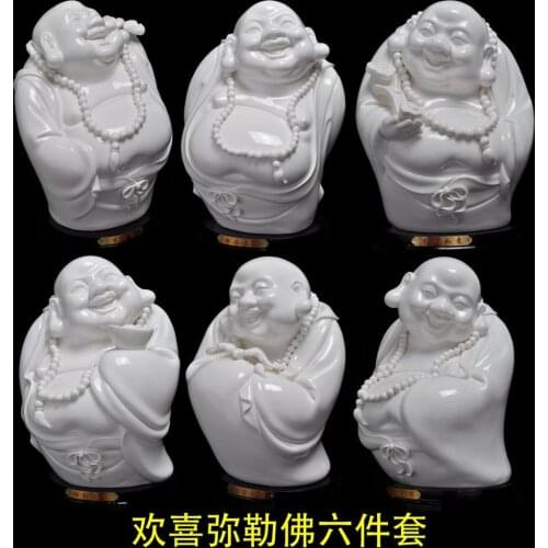 The creative joy Maitreya Buddha six piece large mascot lucky living room TV cabinet ceramic handicrafts