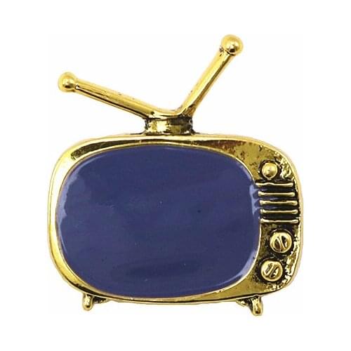 Vintage Antique TV SET Brooches Zinc Alloy Retro Antenna Television Pin Childhood Memories Stuff Time Gift