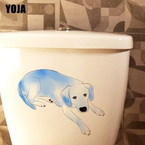 YOJA 23.8*18.2CM Personality Dog BedRoom Home Decor Wall Sticker Toilet Decal T3-0721