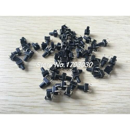 100pcs 6 x 6mm x 8mm Momentary Tactile Push Button Switch 4 Pin DIP Through Hole