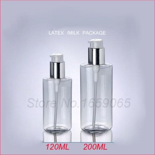 120/200G PET plastic bottle Lotion Shiny silver Press Pump bottle shampoo Cosmetics container empty makeup Refillable Bottles