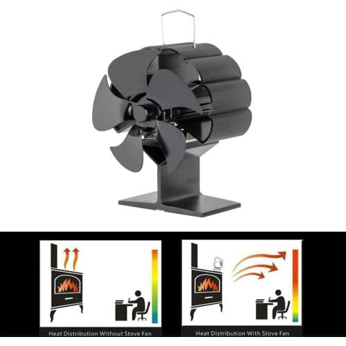 Fireplace 5 Blades Heat Powered Stove Fan Log Wood Burner Eco-fan Quiet Home Fireplace Fan Efficient Heat Distribution