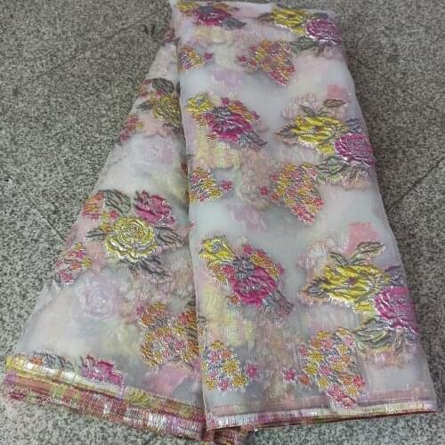 5yards/pc) 2021 latest African party lace fabric very beautiful flowers pattern jacquard tulle lace for charming dress FHS086