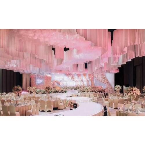 Free Shipping 3m* 6m S Shape Ceiling Drape 2 Times Pleat Ice Silk Ceiling Drape Customized Ceiling Drape for Wedding Decoration