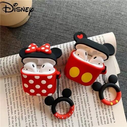 Disney Mickey Minnie Bluetooth-compatible headset protective sleeve couple headset sleeve for AirPods1 with 2 generations ring