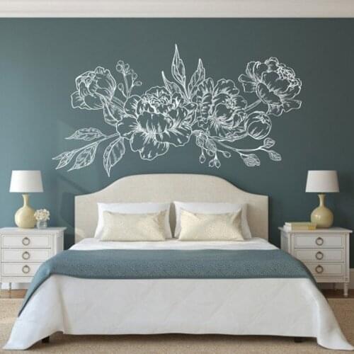 Large Beauty Peony Rose Flower Wedding Wall Decal Bedroom Couple Flora Peony Wall Sticker Living Room Kitchen Vinyl Decor