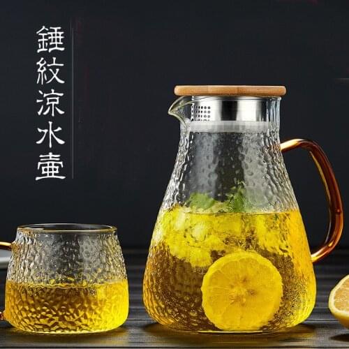 Household Heat Resistant Glass Jug Juice Tea Set Large Capacity Rice Hammer Cold Water Bottle