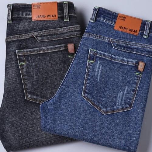 Spring And Summer New MenS Thin Slim-Fit Denim Trousers Classic Fashion Business Casual Straight-Leg Jeans Male Brand Pants