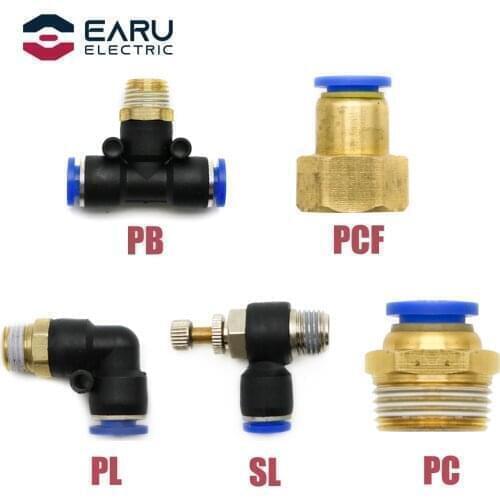 Pneumatic Air Connector Fitting PC/PCF/PL/PB/SL 4mm 6mm 8mm Thread 1/8 1/4 3/8 1/2 Straight Hose Fittings Pipe Quick Connectors