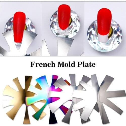 French Smile Cut V Line Almond Shape Tips Edge Trimmer Nail Cutter Acrylic Pink White French Mold for Manicure Nails Art Tools