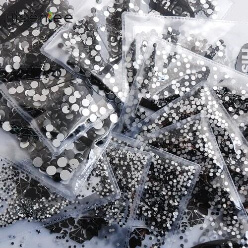 Hisenlee Black Jet Glass Stone Crystals Rhinestones For Nails Glitter Nail Art Brooches Jewelry