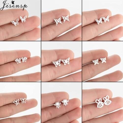 Jisensp 925 Sterling Silver Cartilage Earring Elegant Butterfly Wing Stud Earrings for Women Bohemian Cute Small Ear Jewelry