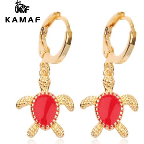 KAMAF enamel craft tortoise earring earrings multiple colors copper material size 28mm * 16mm