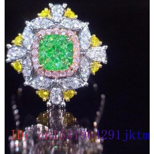 Yellow Crystal Flower Ring Jade Jewelry Men Women 925 Silver Amulet Zircon Chalcedony Gifts Fashion Charm Natural Gemstone