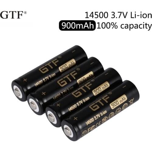 Actual capacity li-ion charging pile, gtf, 14500, 3.7 v, 900mah, for flashlights, remote controls, toy points, head 14500, 3.7 v