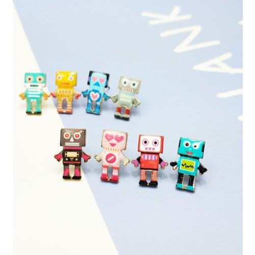 Makersland Unique Robot Design Earrings Women Funny Stud Lovely Summer Earrings Unsusal Cartoon Robot Accessories Trendy Jewelry