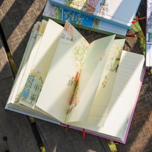 Small Fresh Color Page Illustration Diary Book Beautiful Lovely Hand Ledger Girl Graduation Stationery Gift Thick Notebook