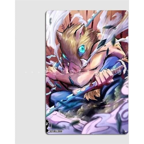 Demon Slayer Inosuke Metal Plaque Poster Cinema Garage Garage Club Plates Create Tin Sign Poster