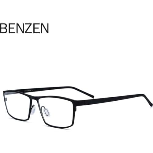 BENZEN Pure Titanium Glasses Frame Men Prescription Eye Glasses For Men Square Eyeglasses Myopia Optical Frames Eyeglasses
