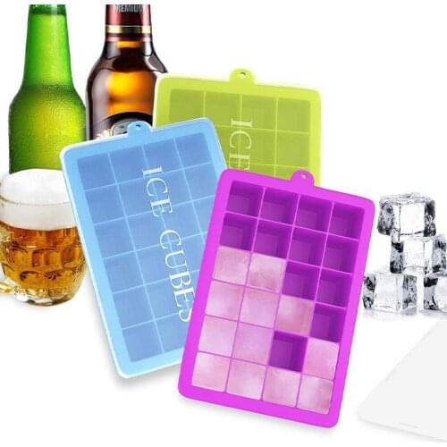 Soft Silicone 24 Ice Cube Tray Ice Cube Maker Square Tray Mold Mould with Lid Bar Whiskey Pub Wine Chocolate Cocktail Iced Drink