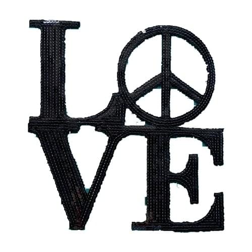 New custom 10" Black Sequins Peace LOVE Patches Iron on Patch DIY Letters Applique for Clothes