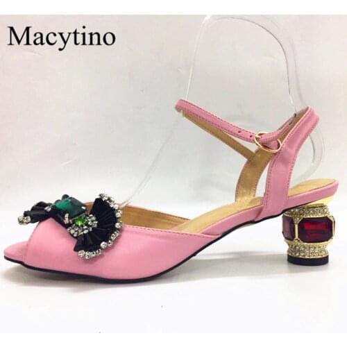 New bow-knot decoration ladies high-heel sandals round toe rhinestone jewel glass heel sandals fashion party sandals