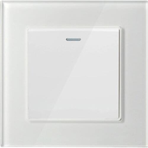 New 1 Gang 1 Way Luxury Crystal Glass Wall Light Switch Push Button Wall Switch AC 110~250V Interruptor 16A