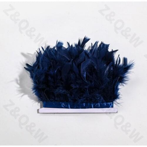 New style 10-15CM (4-6 inches) turkey feathers dyed into navy blue to make 2-10 meters cloth edge festive dress skirt decoration