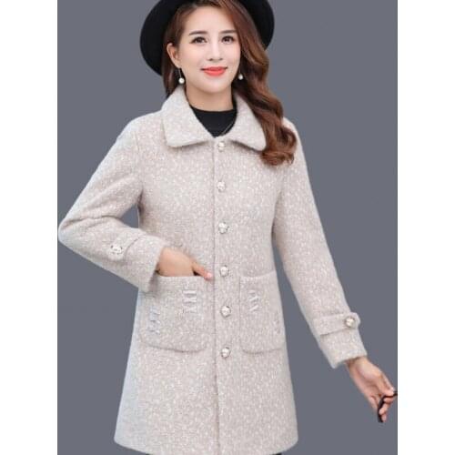Autumn Winter Mink Velvet Coat Mid-long Thick Coat Middle-aged Womens Korean Style Noble Outerwear Large Size Mother Dress