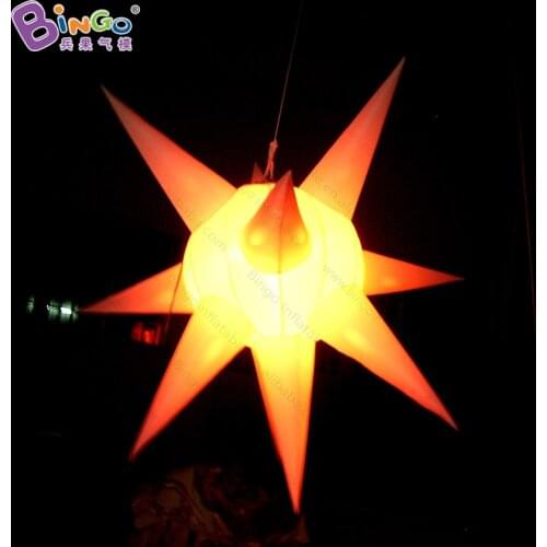 Customized 1 meter inflatable LED star hanging lighting decoration blow up star for bar and party light-up toy