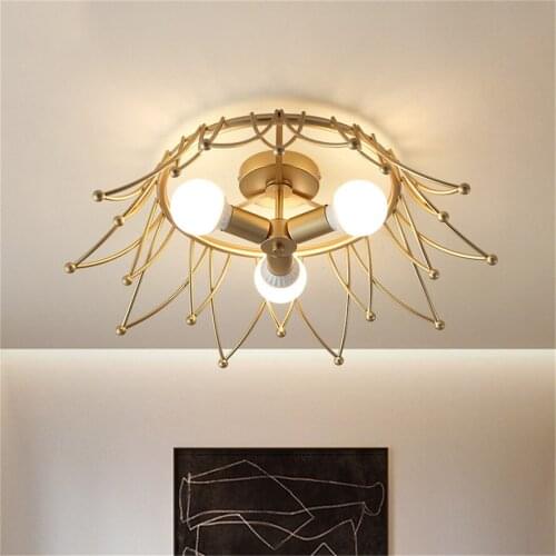 Simple modern nordic led ceiling lamp creative living room lights atmospheric personality luxury crown flower lighting fixtures