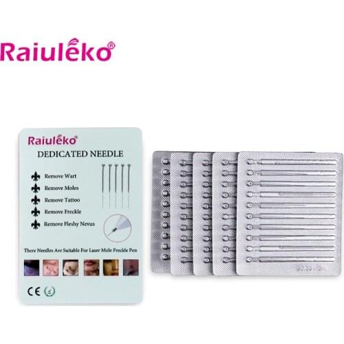 Raiuleko 50 pcs Laser Freckle Removal Skin Mole Removal Dark Spot Remover Thin Dedicated needle for Face Wart Tag Tattoo R-078