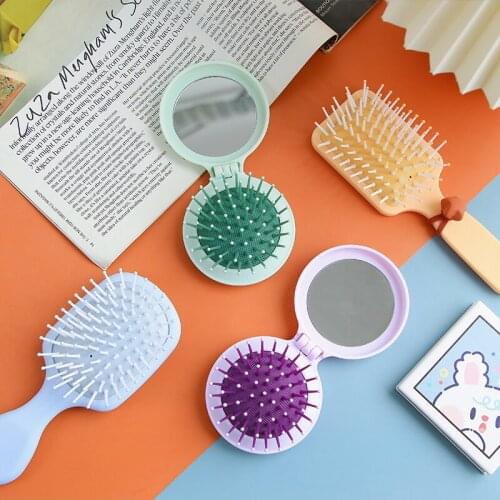 1 pcs Candy color air cushion comb portable small girls heart does not hurt hair massage comb air bag comb portable small mirro