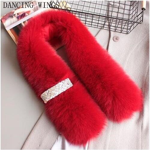 Luxury Women Fox Fur Scarves Winter Warm 100% Real Fox Fur Collar Fur Ring Muffler