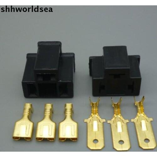 Shhworldsea 10sets 3Pin H4 Car connector plug H4 Auto holder plug 7.8mm lamp plug bulb socket for Male + female .Free Shipping