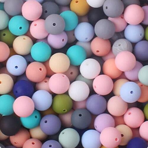 15mm 50pcs/lot Silicone Beads DIY Baby Teething Beads Baby Teether Safe Food Grade Nursing Chewing Round Fashion Beads