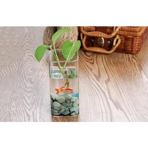 15*8CM Modern Light-Weight Wall-Mount Hydroponic Vase Transparent Glass Fish Tank Living Room Decoration Aquarium