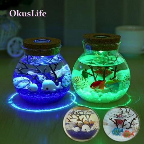 LED Luminous DIY Glass Bottle Sand Creative Gifts Decoration Toys Mini Marine World Handcraft Pot Micro Landscape Transparent