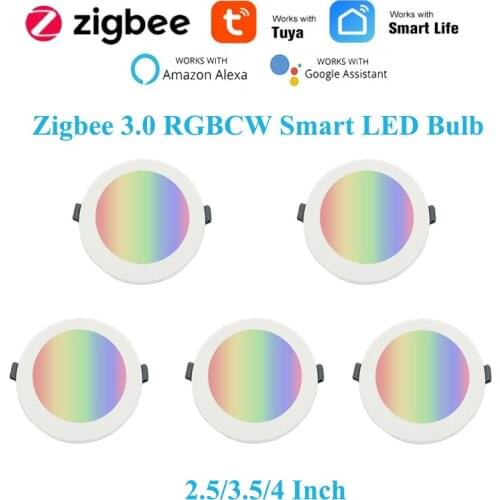 Zigbee 3.0 RGBCW Smart LED Bulb for Tuya Smart Life Wireless Remote Voice Timer Control Automation,Work with Alexa Google Home