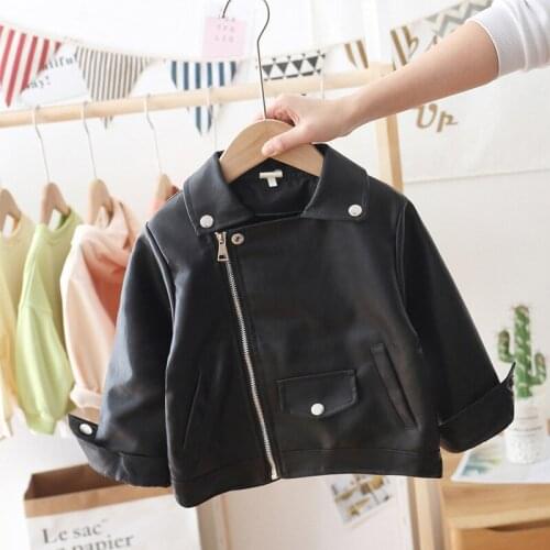 Baby Girl Boy Spring Leather Coat Jacket Kids Casual Tops PU Clothes1-7 Ys Fashion Overcoat