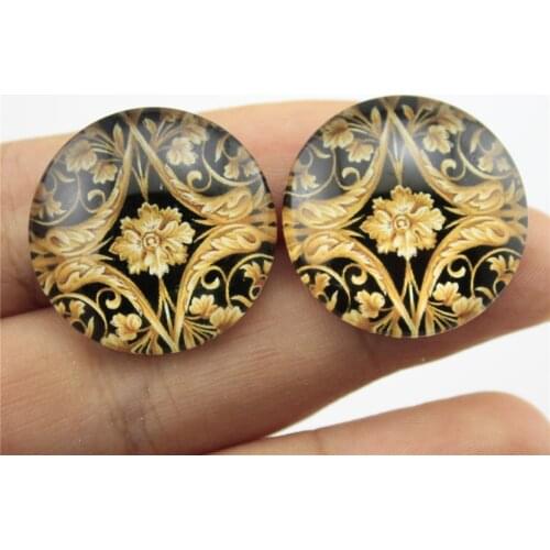 WYSIWYG 10pcs 25mm 20mm Royal Color Pattern Photo Pattern Domed Glass Cabochon Handmade Pendant G-0381